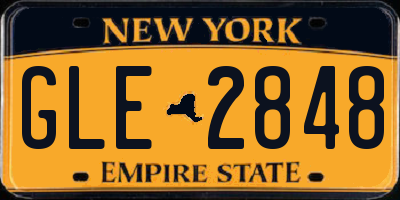 NY license plate GLE2848