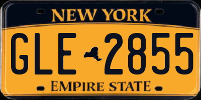 NY license plate GLE2855