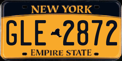NY license plate GLE2872
