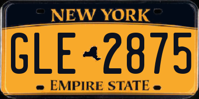 NY license plate GLE2875