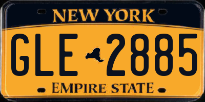 NY license plate GLE2885