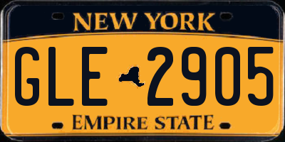 NY license plate GLE2905
