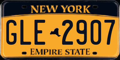 NY license plate GLE2907