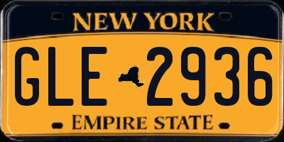 NY license plate GLE2936