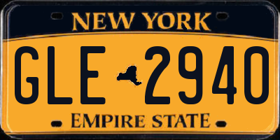NY license plate GLE2940