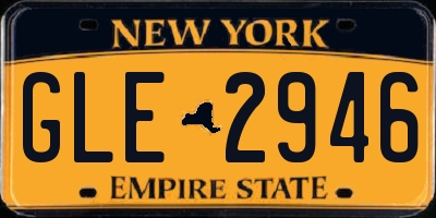 NY license plate GLE2946