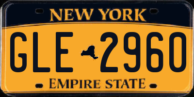 NY license plate GLE2960