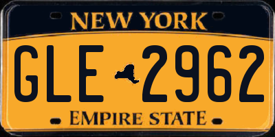NY license plate GLE2962