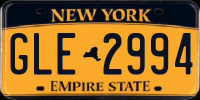 NY license plate GLE2994