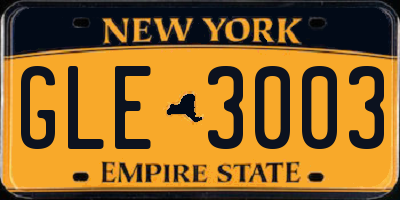 NY license plate GLE3003