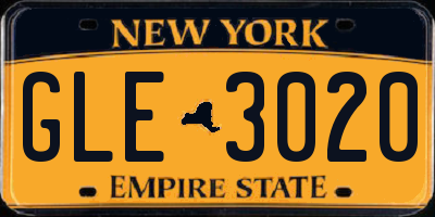 NY license plate GLE3020