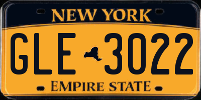 NY license plate GLE3022