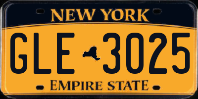 NY license plate GLE3025