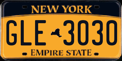 NY license plate GLE3030