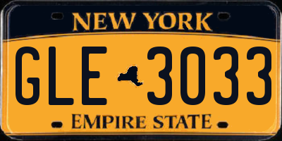 NY license plate GLE3033