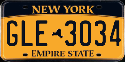 NY license plate GLE3034