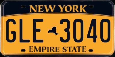 NY license plate GLE3040