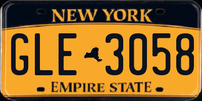 NY license plate GLE3058