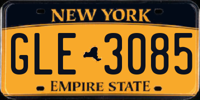 NY license plate GLE3085