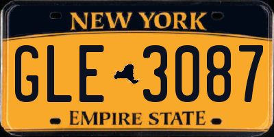 NY license plate GLE3087