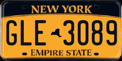 NY license plate GLE3089