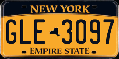 NY license plate GLE3097