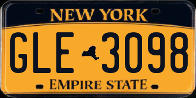 NY license plate GLE3098