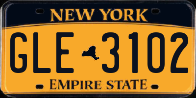 NY license plate GLE3102