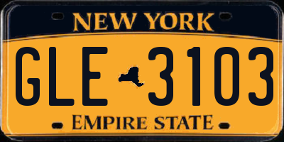 NY license plate GLE3103