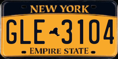 NY license plate GLE3104