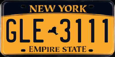 NY license plate GLE3111
