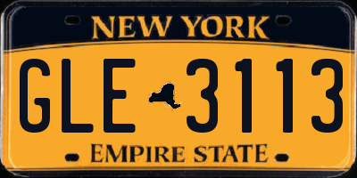 NY license plate GLE3113