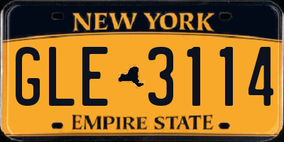 NY license plate GLE3114