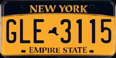 NY license plate GLE3115