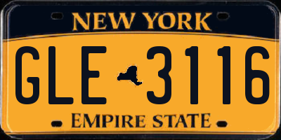 NY license plate GLE3116