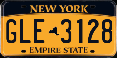 NY license plate GLE3128