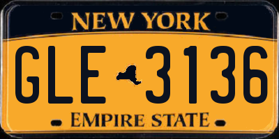 NY license plate GLE3136