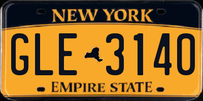 NY license plate GLE3140