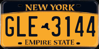 NY license plate GLE3144