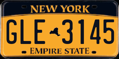 NY license plate GLE3145