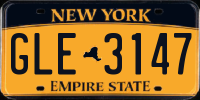 NY license plate GLE3147