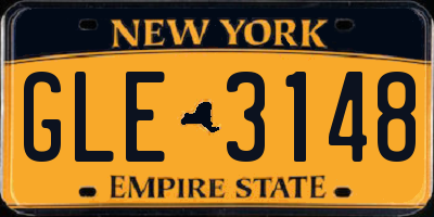 NY license plate GLE3148