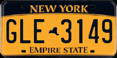 NY license plate GLE3149