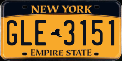 NY license plate GLE3151