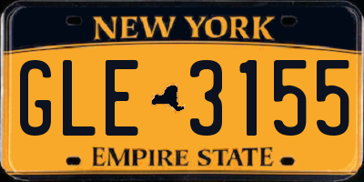 NY license plate GLE3155