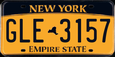 NY license plate GLE3157