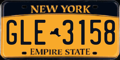 NY license plate GLE3158