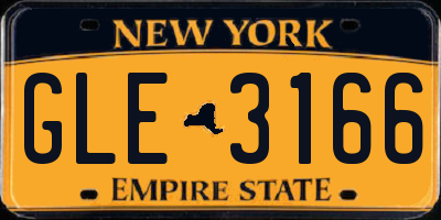 NY license plate GLE3166