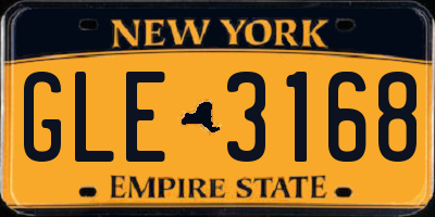 NY license plate GLE3168