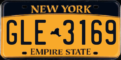 NY license plate GLE3169
